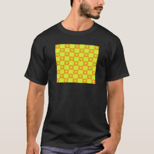 Camiseta Azulejo Cuadrado Verde Naranja Brillante Con Coraz
