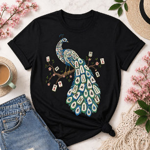 Camiseta Azulejo de Pavo Real de Mahjong Ave Elegante