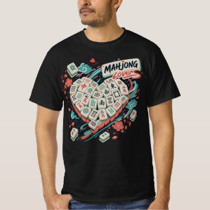 Camiseta Azulejos Coloridos de Mahjong Diseño de Noche de J