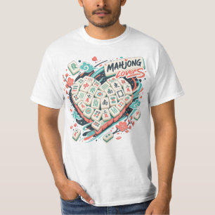 Camiseta Azulejos Coloridos de Mahjong Diseño de Noche de J
