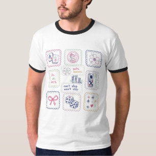 Camiseta Azulejos inspirados en Mahjong y collage de amulet