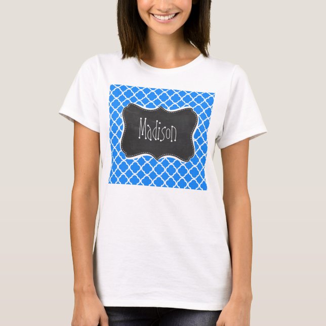 Camiseta Azure Blue Quatrefoil; Retro Chalkboard (Anverso)