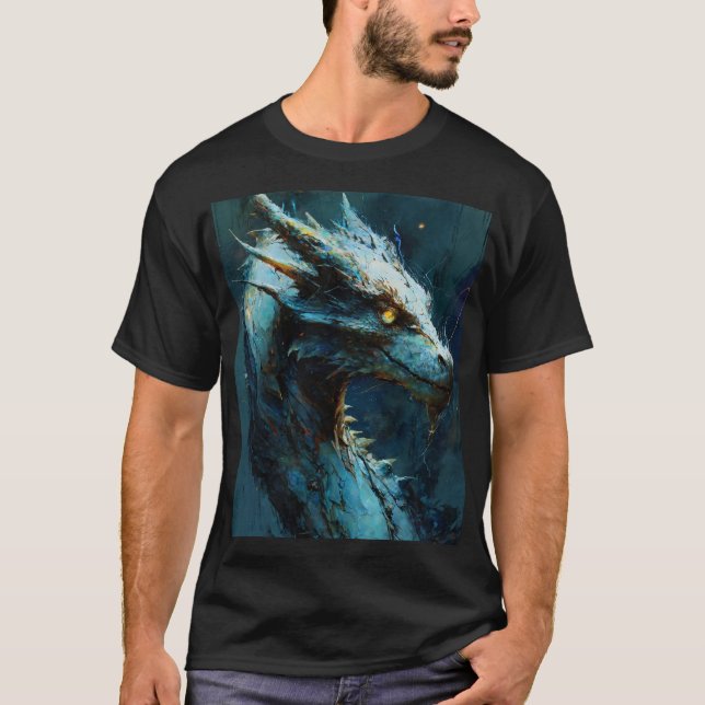 Camiseta Azure Guardian: Fierce Dragon Art (Anverso)