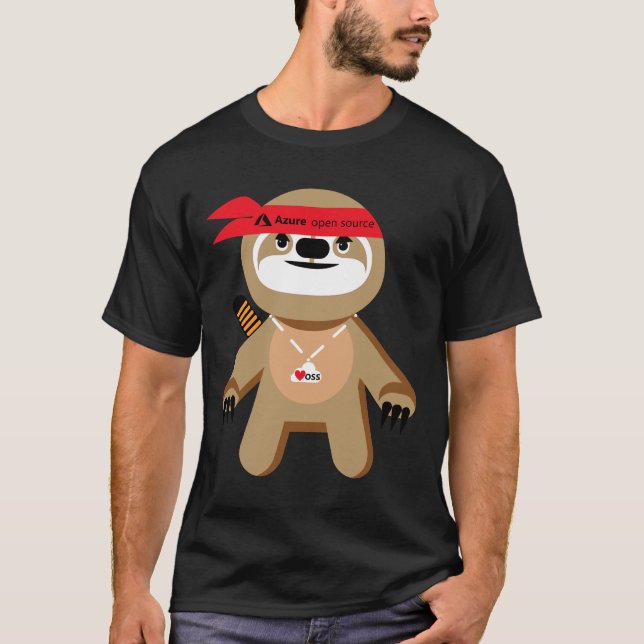 Camiseta Azure Open Source Brady The Ninja Sloth (Anverso)