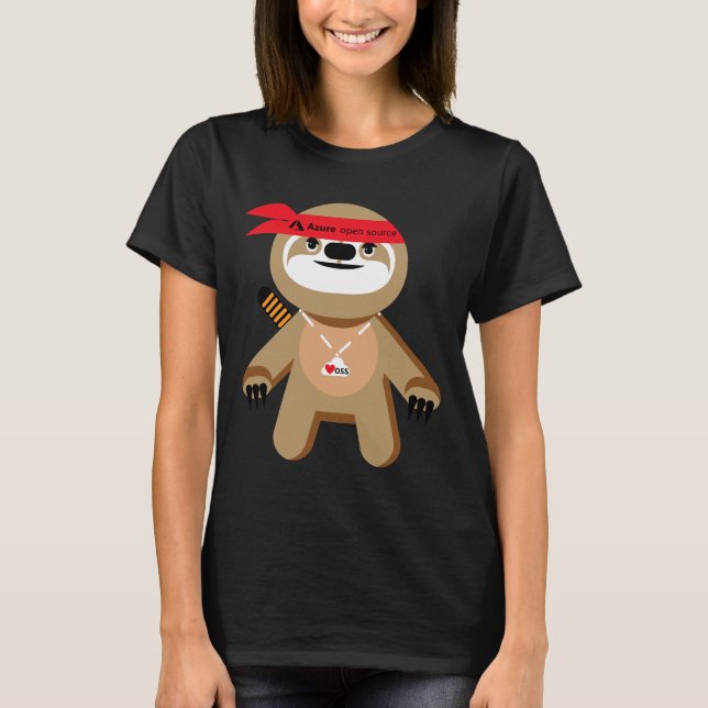 Camiseta Azure Open Source Brady The Ninja Sloth (Anverso)