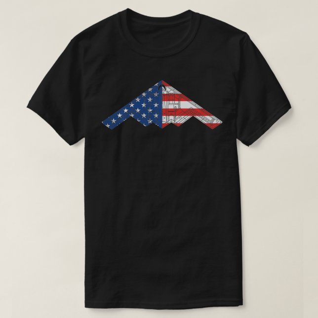Camiseta B2 Bomber Stealth Aircraft Esquemas Bandera Americ (Diseño del anverso)