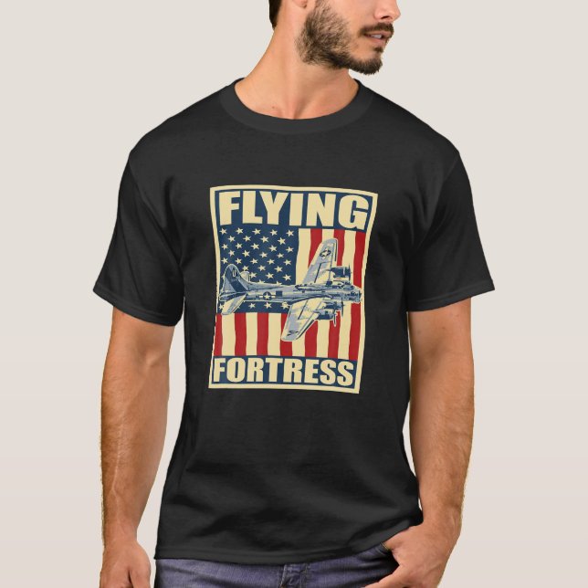 Camiseta B-17 Avión de la Fortaleza Voladora Bombardero de  (Anverso)