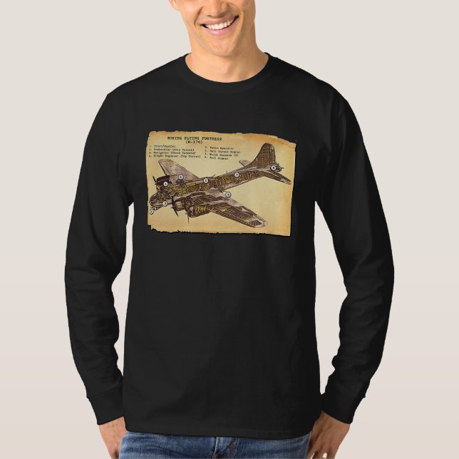 Camiseta B 17 Bomber WWII Flying Fortress Diagram (Anverso)