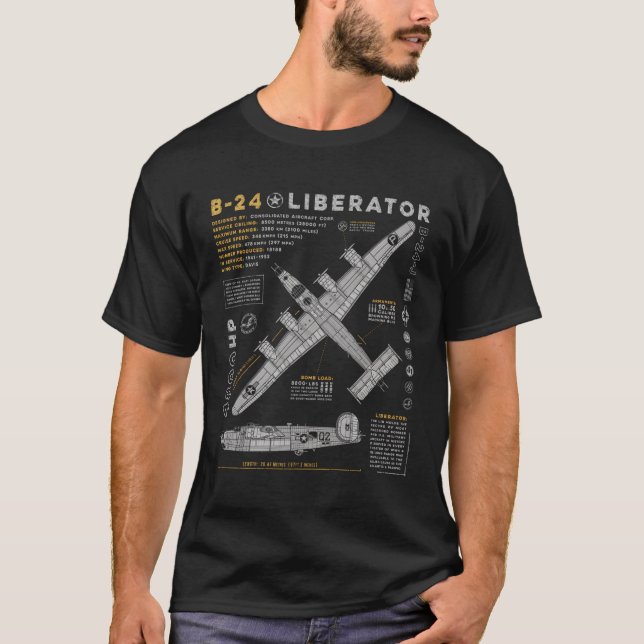 Camiseta B-24 Liberator Consolidated Aircraft B24 Bomber (Anverso)
