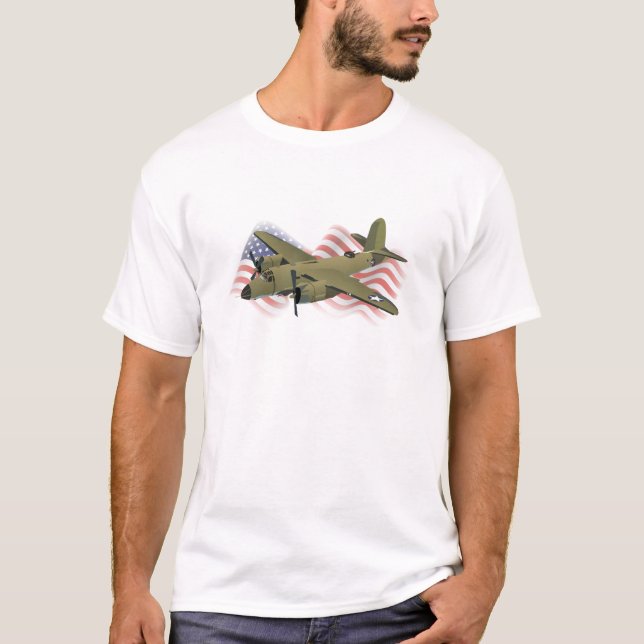 Camiseta B-26 Marauder Patriótico WW2 Bombardero medio