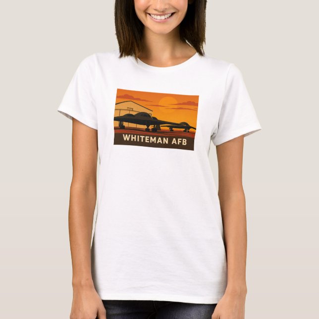 Camiseta B-2 Jet Sunset Art - Estilo Poster Whiteman AFB (Anverso)