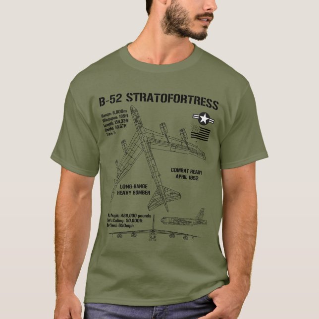 Camiseta B-52 Stratofortress Specs Avión militar B52 (Anverso)