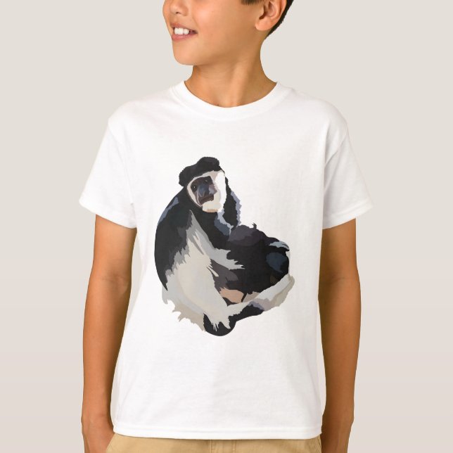 Camiseta B es para Colobo Blanco y Negro (Anverso)