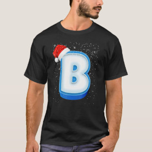 Camiseta B Navidades De Capa De Nieve Monograma Letra Alfab