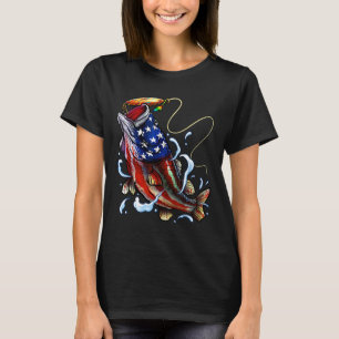 Camiseta B Pescado Bandera Estadounidense Padre Cuarto De