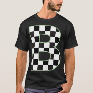 Camiseta B tablero de ajedrez en blanco y negro monograma i