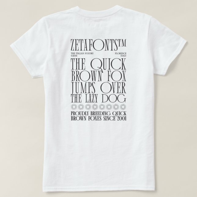 Camiseta (B) - Zetafonts Pangram (Reverso del diseño)