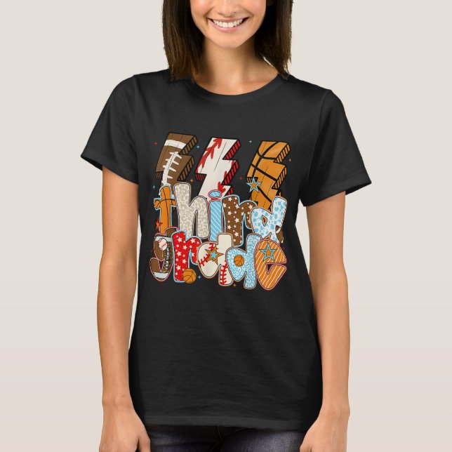 Camiseta Ba de béisbol Lightning Bolt de 3er grado para niñ (Anverso)