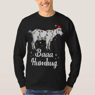 Camiseta Baaa Humbug Goat Santa Hat & Lights Goat Lover Chr