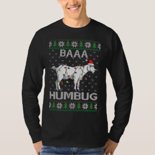 Camiseta Baaa Humbug Goat Santa Hat Navidades ilumina S feo