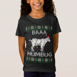 Camiseta Baaa Humbug Goat Santa Hat Navidades ilumina S feo