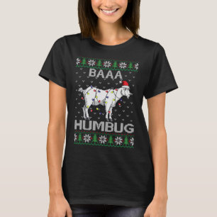 Camiseta Baaa Humbug Goat Santa Hat Navidades ilumina S feo