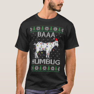 Camiseta Baaa Humbug Goat Santa Hat Navidades ilumina S feo