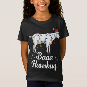 Camiseta Baaa Humbug Goat Santa Hat Y Lughts Goat Lover C