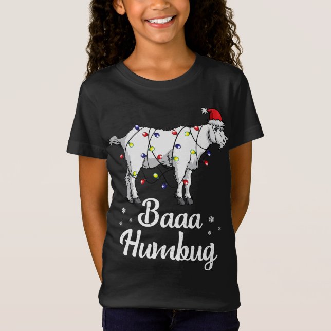 Camiseta Baaa Humbug Goat Santa Hat Y Lughts Goat Lover C (Anverso)