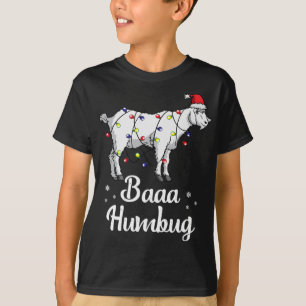 Camiseta Baaa Humbug Goat Santa Hat Y Lughts Goat Lover C