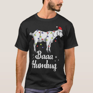 Camiseta Baaa Humbug Goat Santa Hat Y Lughts Goat Lover C