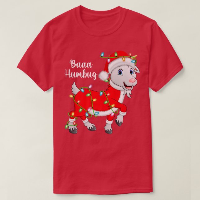 Camiseta Baaa Humbug Goon Lover Xmas Lights Santa Goat Chri (Diseño del anverso)
