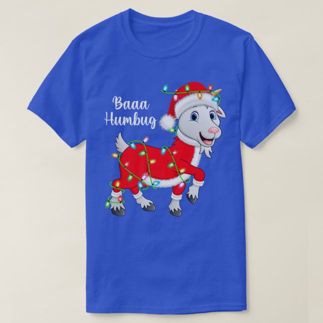 Camiseta Baaa Humbug Goon Lover Xmas Lights Santa Goat Chri (Diseño del anverso)