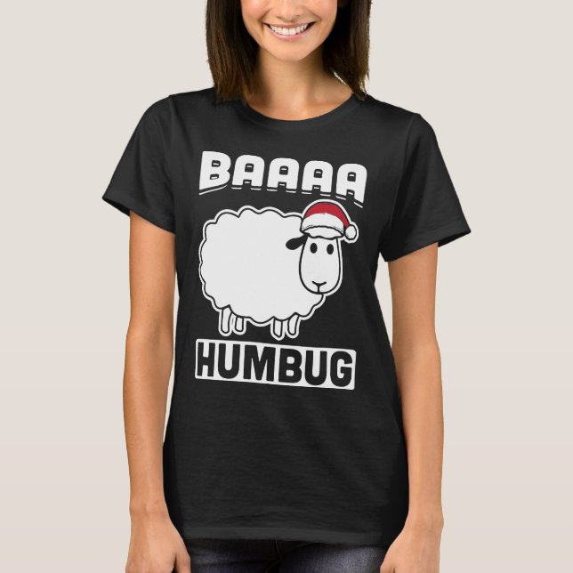 Camiseta Baaaa Humbug Funny Sheep Anti Xmas Scrooge Grumpy (Anverso)
