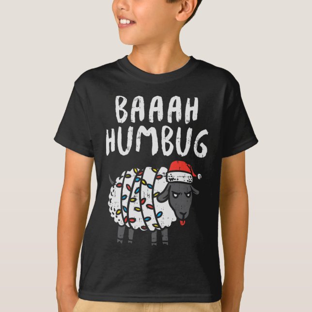Camiseta Baaah Humbug Sheep Xmas ilumina a Navidades contra (Anverso)