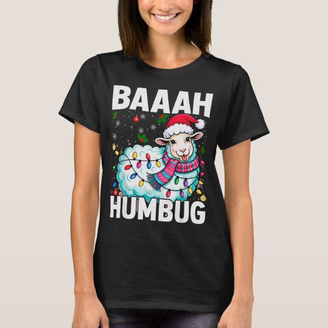 Camiseta Baaah Humbug Sheep Xmas Lights Funny Anti Christma (Anverso)