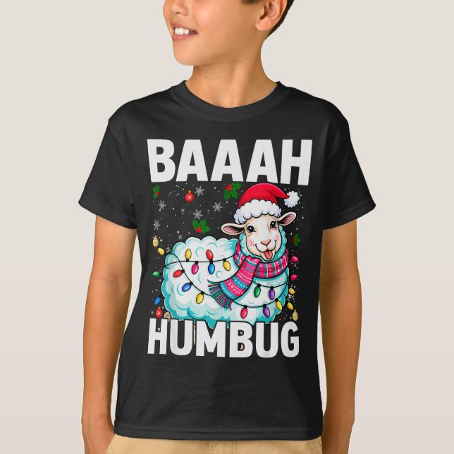 Camiseta Baaah Humbug Sheep Xmas Lights Funny Anti Christma (Anverso)