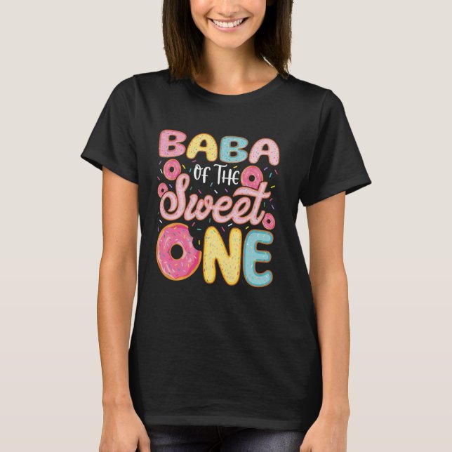 Camiseta Baba de los dulces primer cumpleaños Fiesta Donut  (Anverso)