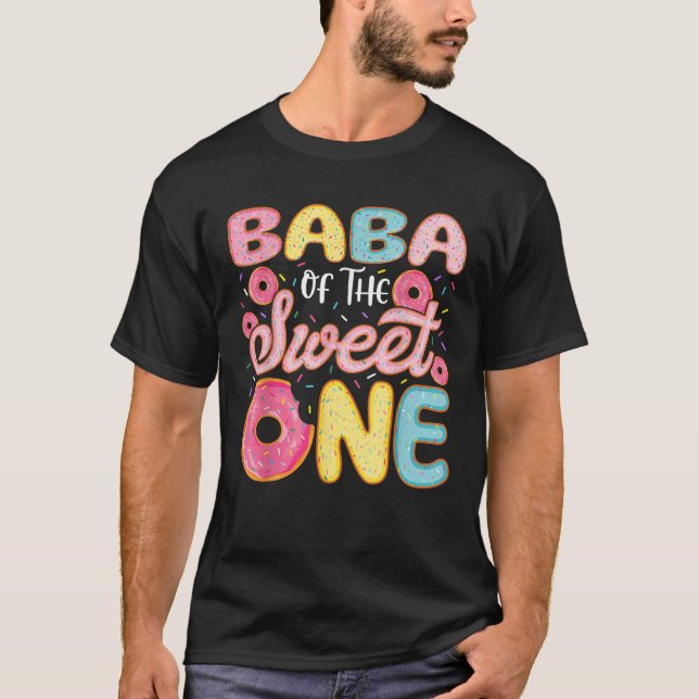 Camiseta Baba de los dulces primer cumpleaños Fiesta Donut  (Anverso)