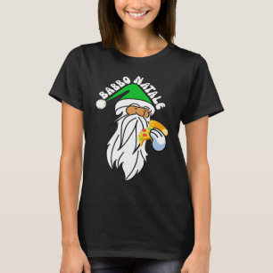 Camiseta Babbo Natale italiano Santa Claus comiendo pizza