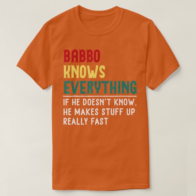 Camiseta Babbo sabe Todo Padre regalo de día para Babbo (Diseño del anverso)