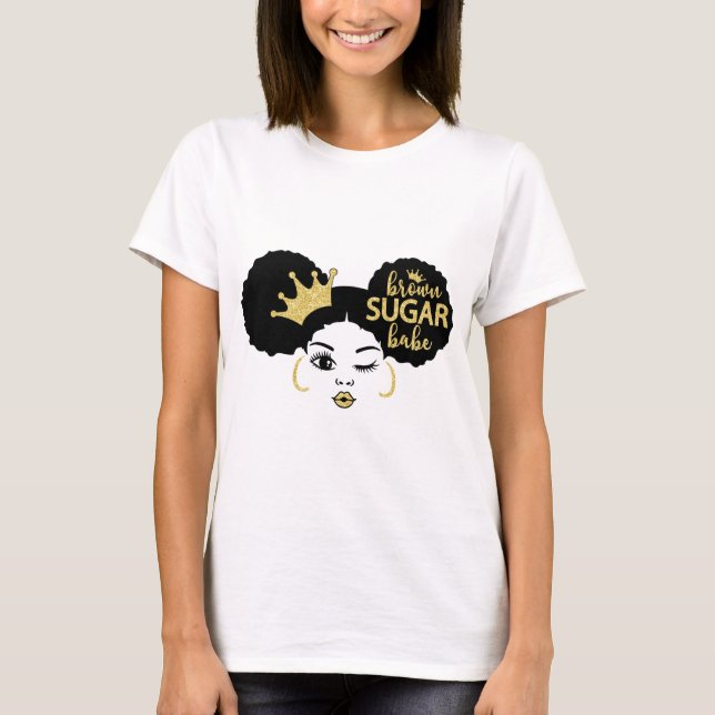 Camiseta Babe de Azúcar Morena en Negro y Oro (Anverso)