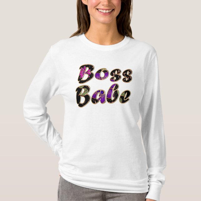 Camiseta Babe de jefe en floral negra (Anverso)