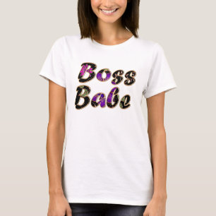 Camiseta Babe de jefe en floral negra