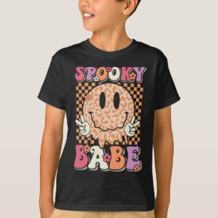 Camiseta Babe Groovy Halloween Leopard Sonríe Cara revisada