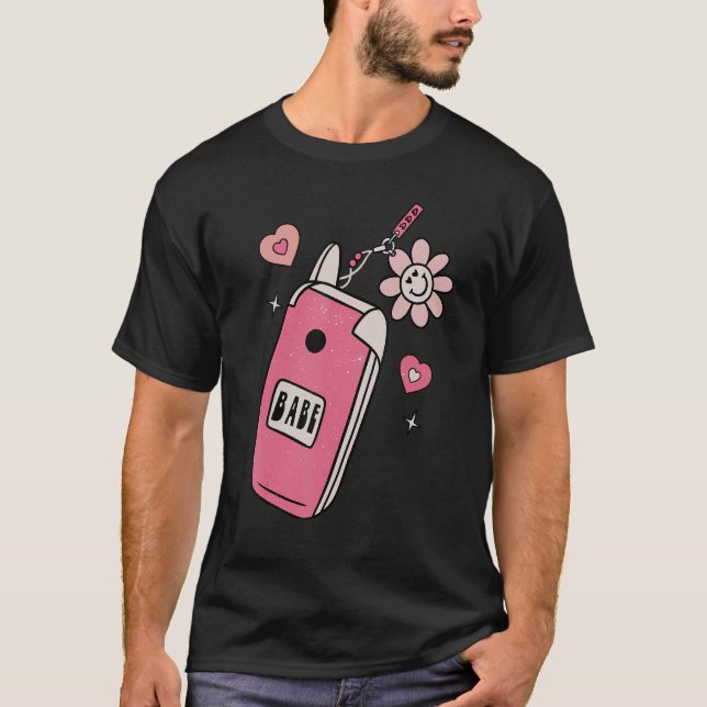 Camiseta Babe Smart Phone Groovy Retro Feliz Día de San Val (Anverso)