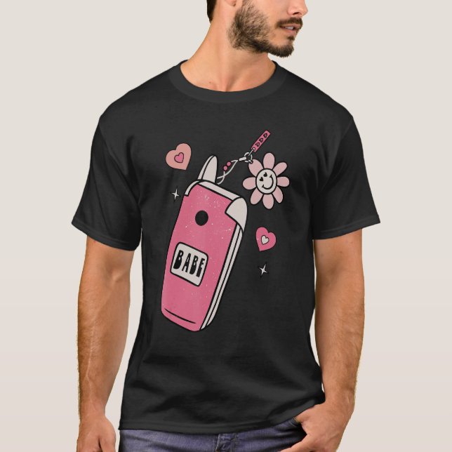 Camiseta Babe Smart Phone Groovy Retro Feliz Día de San Val (Anverso)