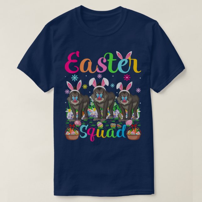 Camiseta Baboon Bunny Ear Funny Easter Squad Happy E (Diseño del anverso)