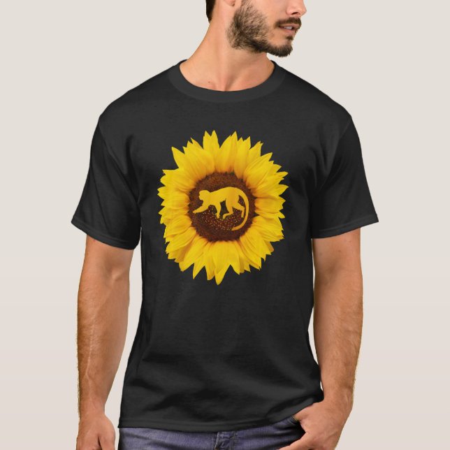 Camiseta Baboon Para Mujeres Hombres Mono Animal Girasol (Anverso)
