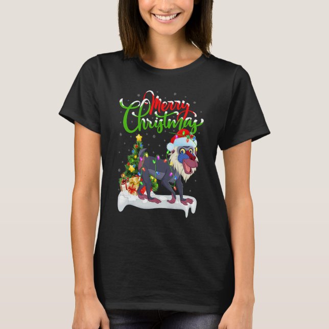Camiseta Baboon   Xmas Decorations Santa Baboon Christmas (Anverso)